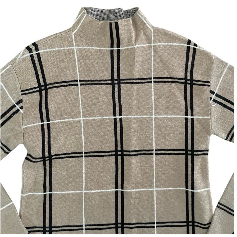 Ellen Tracy Brown Pullover Tunic mock neck sweater women’s size medium Coastal - Picture 3 of 5